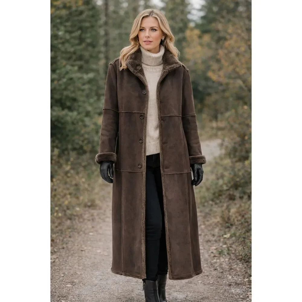 Centigrade Outerwear Brown Faux Suede Vintage Penny Lane Style Coat - Picture 1 of 9